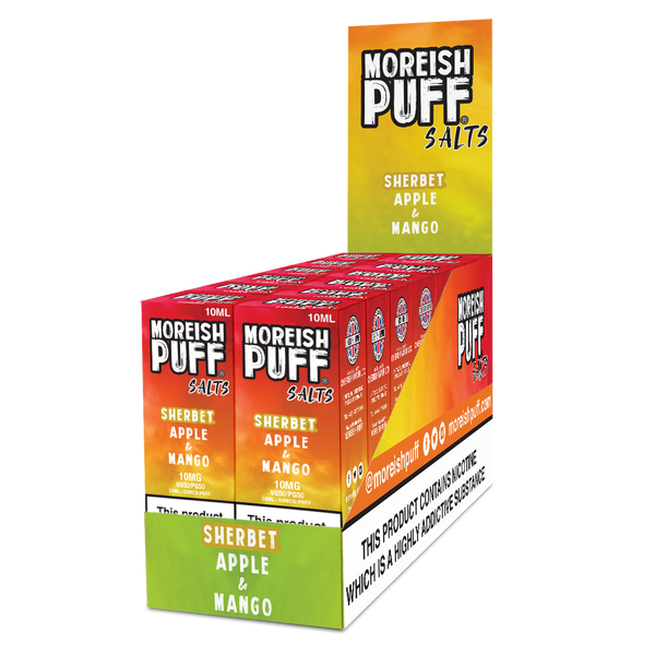 Moreish Puff Apple & Mango Sherbet Nic Salt 10ml Pack of 12