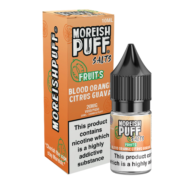 Moreish Puff Fruits Blood Orange Citrus Guava 10ml Nic Salt Pack of 12