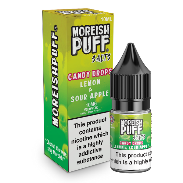 Moreish Puff Lemon & Sour Apple Candy Drops Nic Salt 10ml TPD