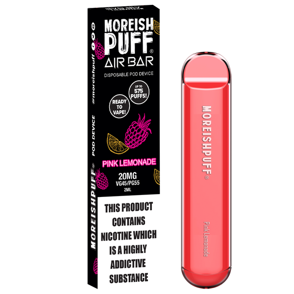 Moreish Puff Air Bar Pink Lemonade Disposable Pod Device