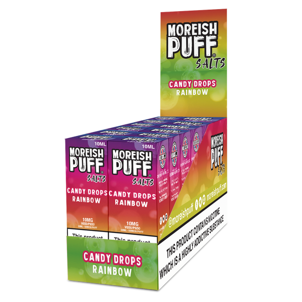 Moreish Puff Rainbow Candy Drops Nic Salt 10ml Pack of 12