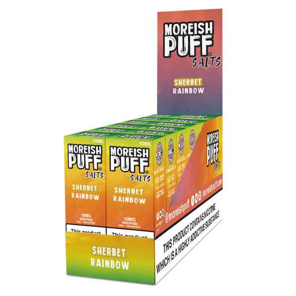 Moreish Puff Rainbow Sherbet Nic Salt 10ml Pack of 12