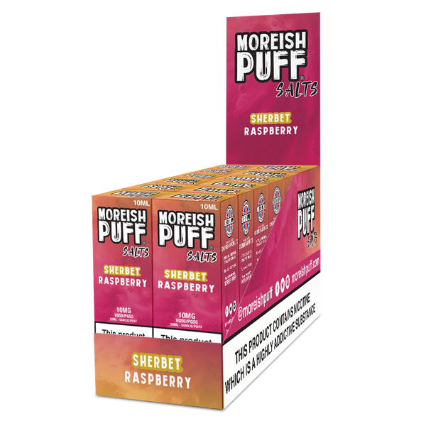 Moreish Puff Raspberry Sherbet Nic Salt 10ml Pack of 12