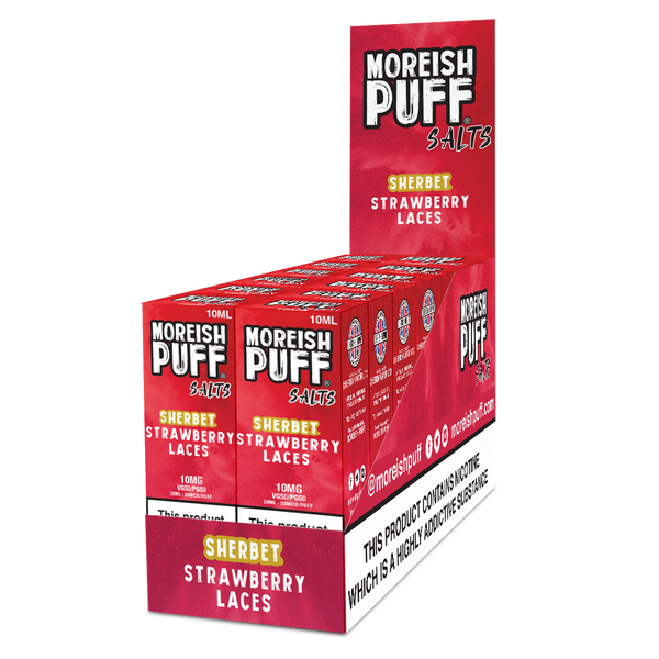 Moreish Puff Strawberry Laces Sherbet Nic Salt 10ml Pack of 12