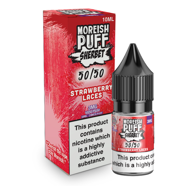Moreish Puff Sherbet 50/50: Strawberry Laces Sherbet 10ml E-Liquid
