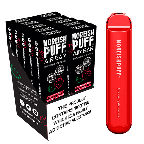 Moreish Puff Air Bar Strawberry Watermelon Disposable Pod Device - Pack of 10