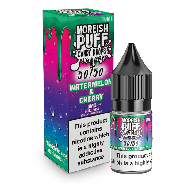 Moreish Puff Candy Drops 50/50: Watermelon & Cherry Candy Drops 10ml E-Liquid