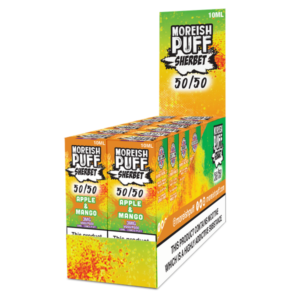 Moreish Puff Sherbet 50/50: Apple & Mango Sherbet 10ml E-Liquid Pack of 12