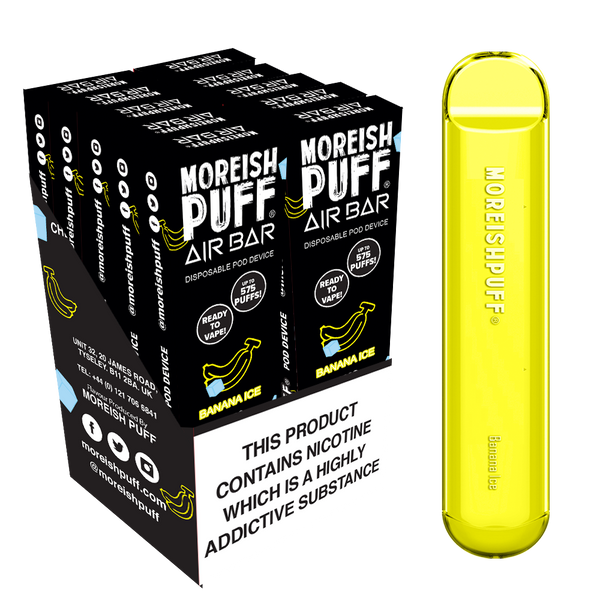 Moreish Puff Air Bar Banana Ice Disposable Pod Device - Pack of 10