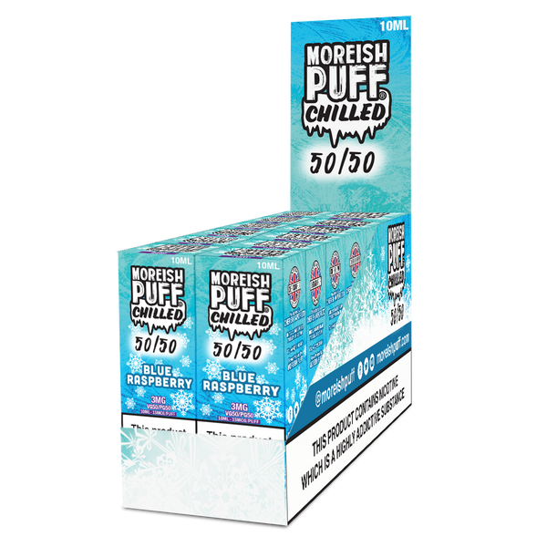 Moreish Puff Chilled 50/50: Blue Raspberry Chilled 10ml E-Liquid Pack of 12