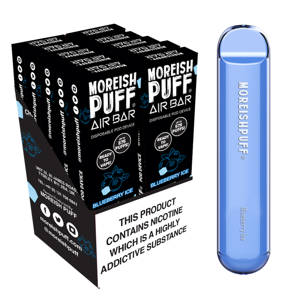 Moreish Puff Air Bar Blueberry Ice Disposable Pod Device - Pack of 10