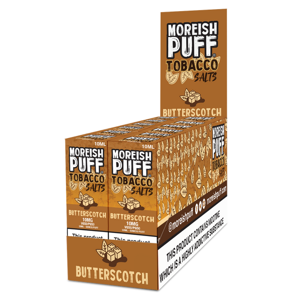 Moreish Puff Butterscotch Tobacco Nic Salt 10ml Pack of 12