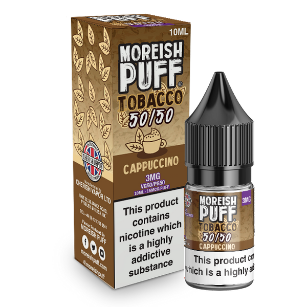 Moreish Puff Tobacco 50/50: Cappuccino Tobacco 10ml E-Liquid