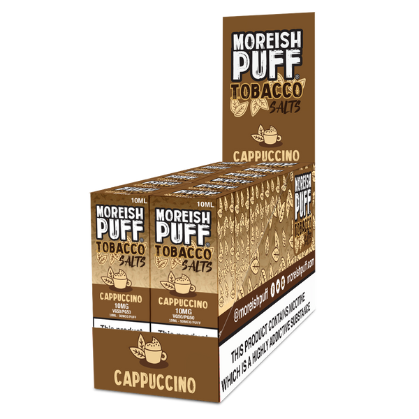 Moreish Puff Cappuccino Tobacco Nic Salt 10ml Pack of 12