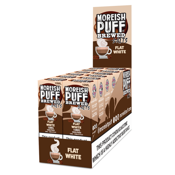 Moreish Puff Brewed Flat White Nic Salt 10ml Pack of 12