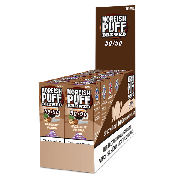 Moreish Puff Brewed 50/50: Hazelnut Vienna 10ml E-Liquid Pack of 12