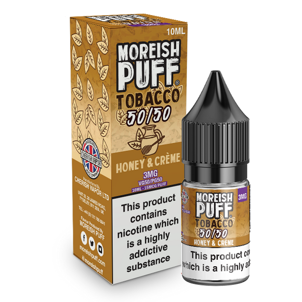 Moreish Puff Tobacco 50/50: Honey & Cream Tobacco 10ml E-Liquid