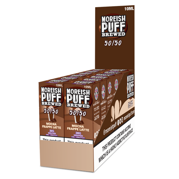 Moreish Puff Brewed 50/50: Mocha Frappe Latte 10ml E-Liquid Pack of 12