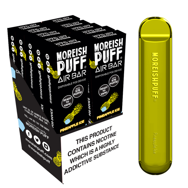 Moreish Puff Air Bar Pineapple Ice Disposable Pod Device - Pack of 10