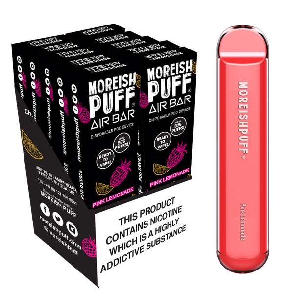 Moreish Puff Air Bar Pink Lemonade Disposable Pod Device - Pack of 10