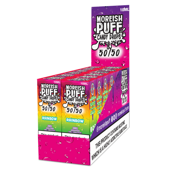 Moreish Puff Candy Drops 50/50: Rainbow Candy Drops 10ml E-Liquid Pack of 12