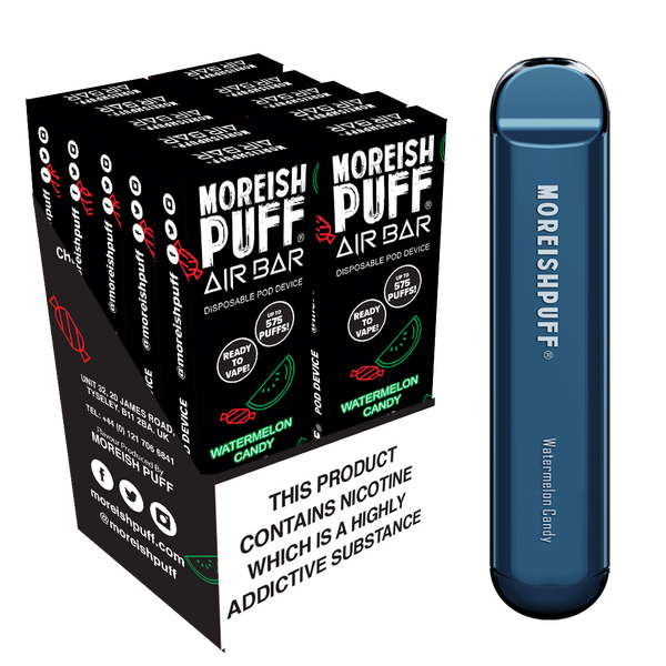Moreish Puff Air Bar Watermelon Candy Disposable Pod Device - Pack of 10